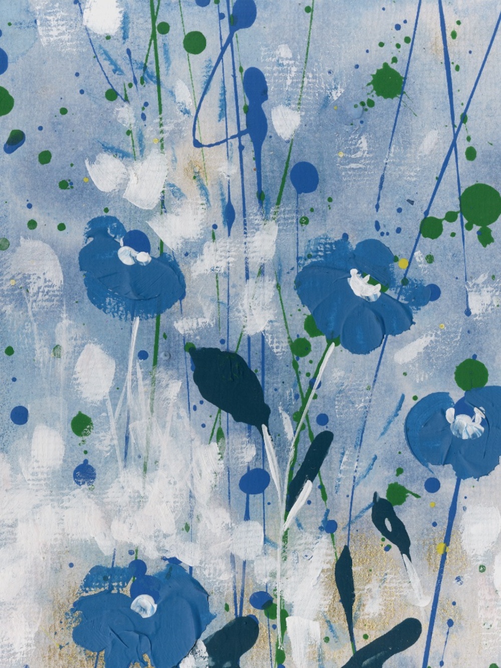 Original Acrylic Floral Paintings on art panel - Dreaming In Blue 6